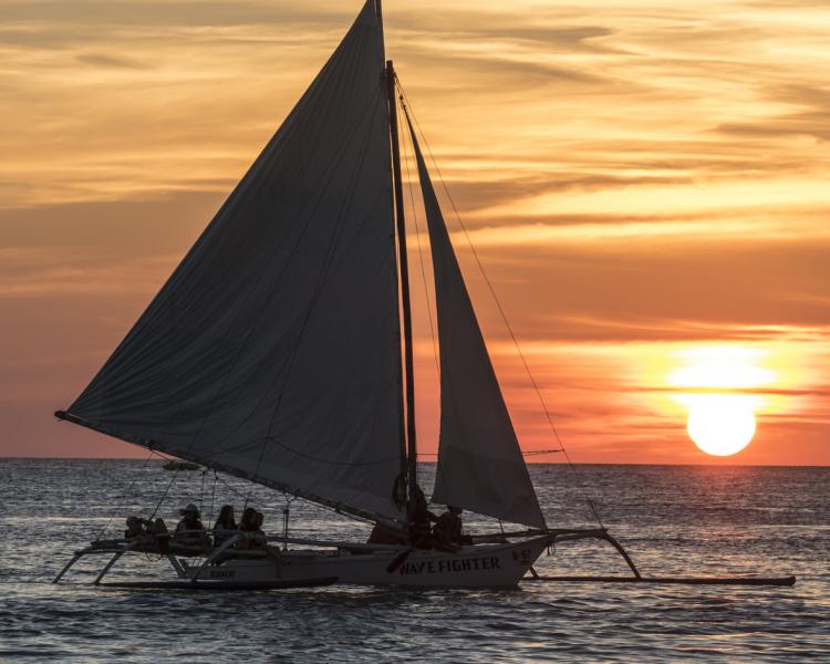 Sunset cruising with Red Pirates at White-Beach on-Boracay Island, Philippines.