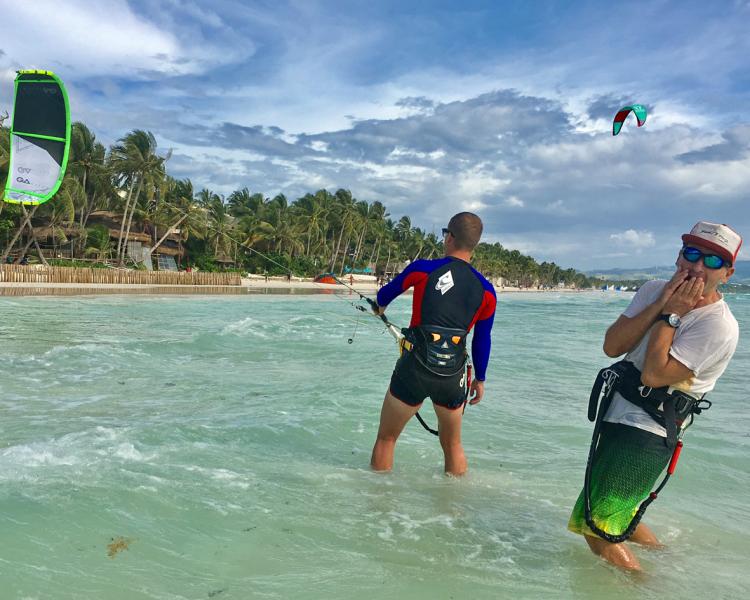  Kitesurfing lessons at Funboard Center Boracay at Bulabog Beach on the Philippines.