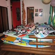 Funboard Center Boracay evacuates all kite and windsurf equipment to the second level.