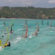 Internationaler Funboard Cup im Windsurfen am Bulabog Beach auf Boracay.