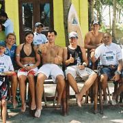 Windsurfing pros at the International Funboard Cup on Boracay 2005.